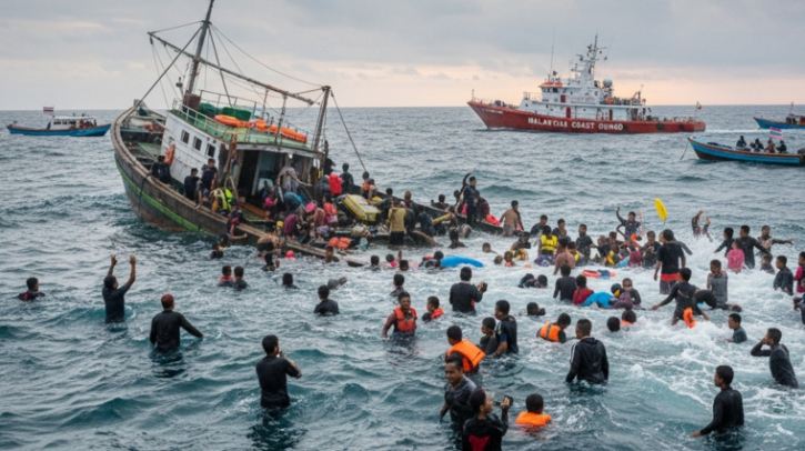 থাই-মালয়েশিয়া সীমান্তে রোহিঙ্গাবাহী নৌকাডুবি, ১০০ নিখোঁজ