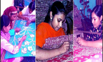 ঈদকে সামনে রেখে আলংকারিক সেলাইয়ে ব্যস্ত রংপুরের নারী কারিগর